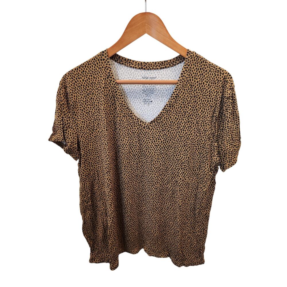 Nine West Leopard Print Soft Spun Tee Size Large